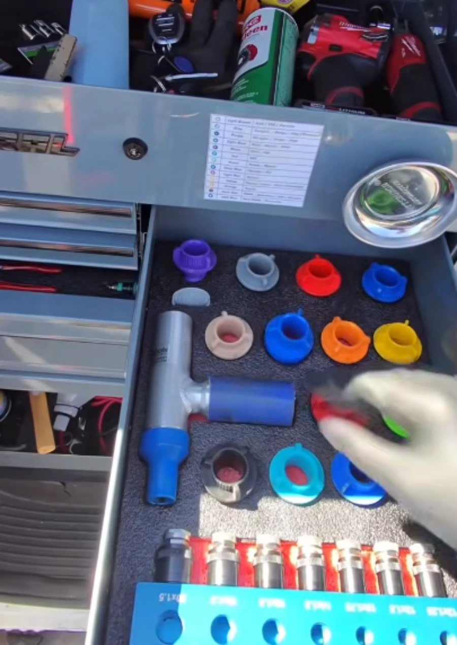 Organized tool drawer with sockets and fittings